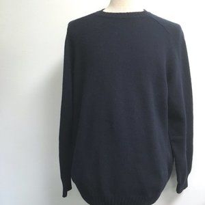 Blumarine Italy navy blue  wool crew sweater xxl